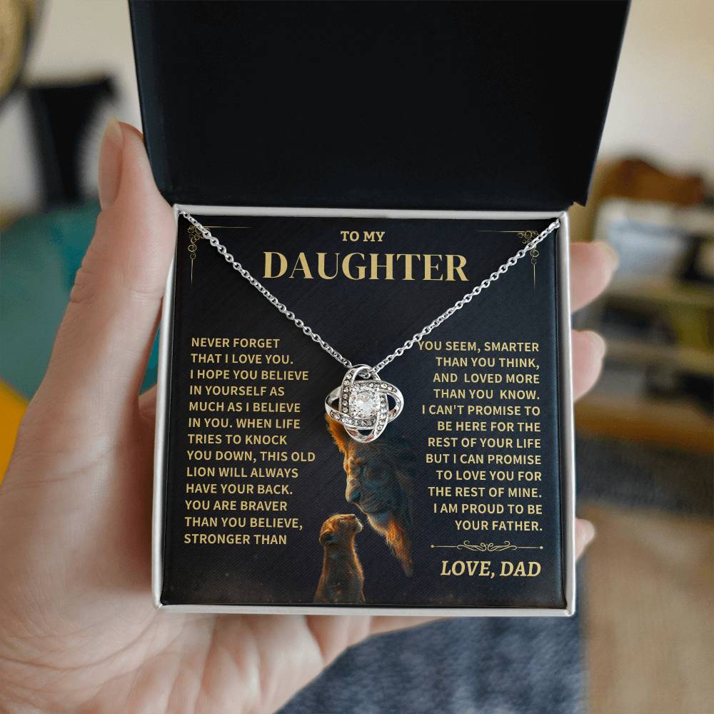 Jewelry Daughter Gift From Dad- "Never Forget That I Love You" Knot Necklace