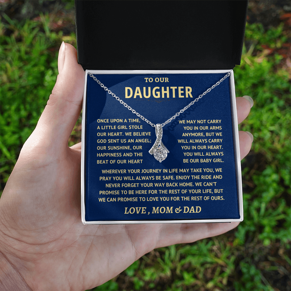 Jewelry Daughter Gift From Mom & Dad, "Never Forget" Alluring Beauty Necklace Daughter Gift From Mom & Dad, "Never Forget" Alluring Beauty Necklace