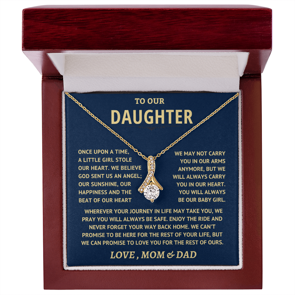Jewelry Daughter Gift From Mom & Dad, "Never Forget" Alluring Beauty Necklace Daughter Gift From Mom & Dad, "Never Forget" Alluring Beauty Necklace