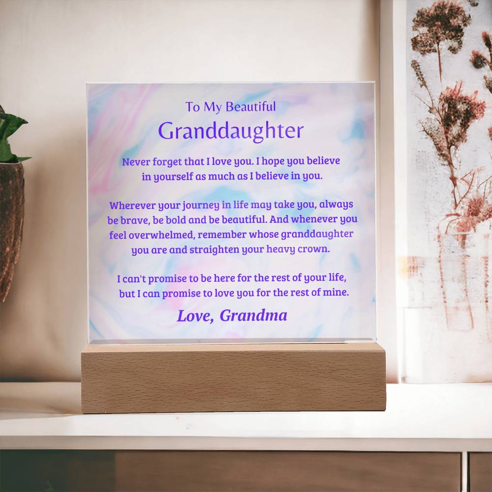 Jewelry Granddaughter Gift; Believe In Yourself- Acrylic Plaque