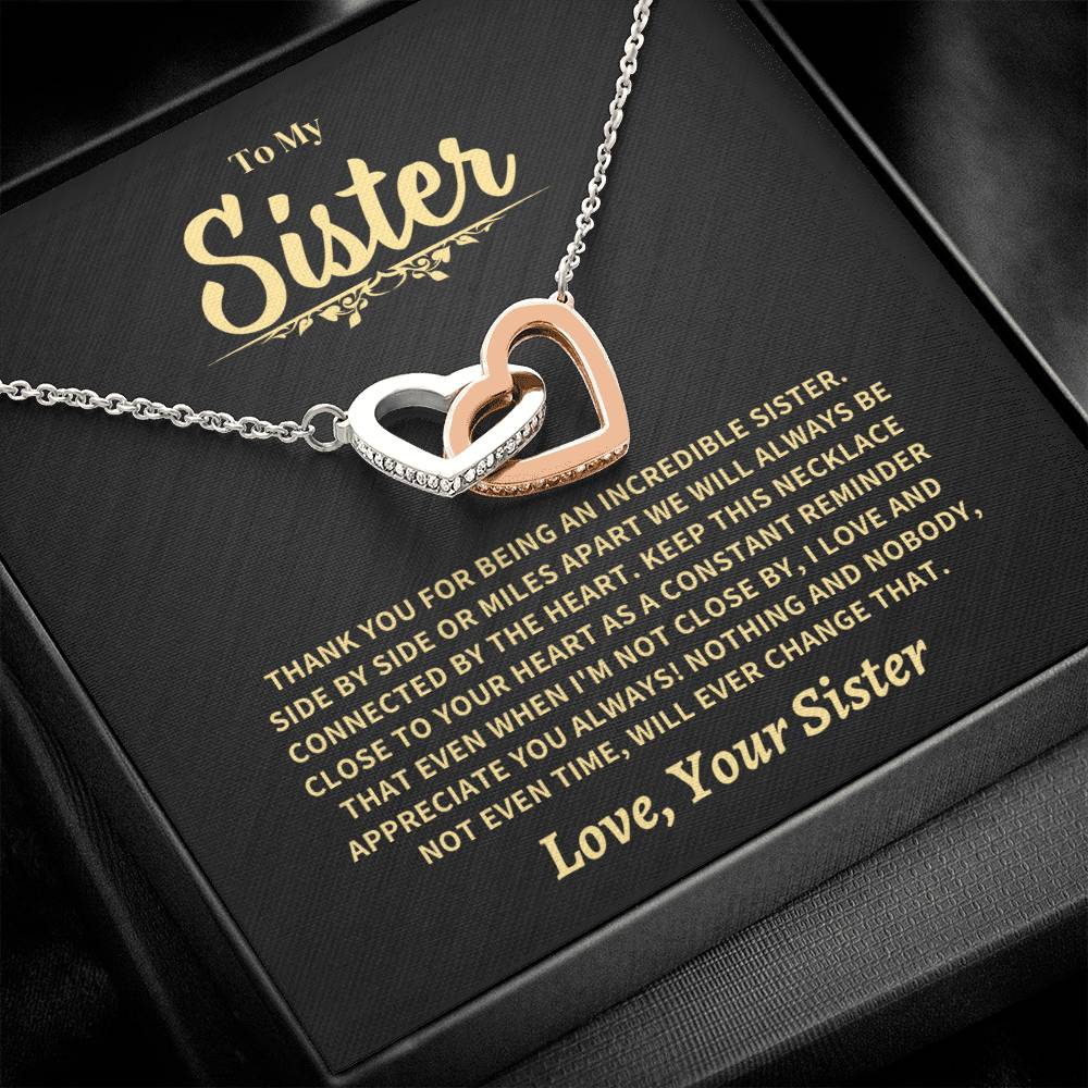Jewelry Sister Gift-Interlocking Hearts Necklace