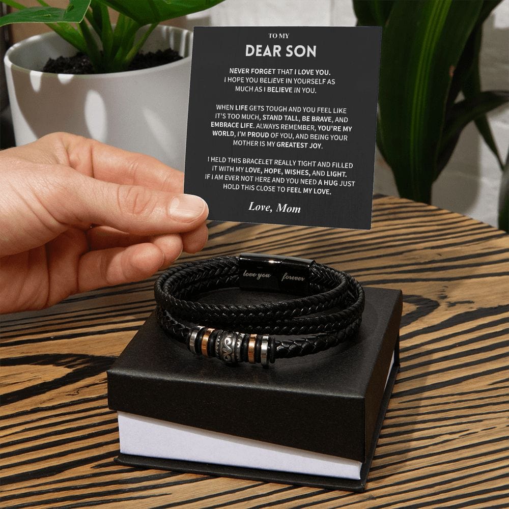 Jewelry Son Bracelet Gift, From Mom, "Believe In Yourself"