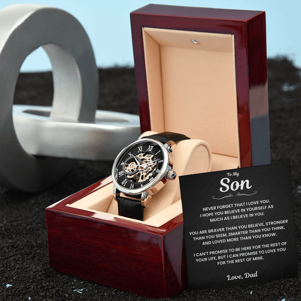 Jewelry Son Gift From Dad, "Never Forget", Openwork Watch Son Gift From Dad, "Never Forget", Openwork Watch