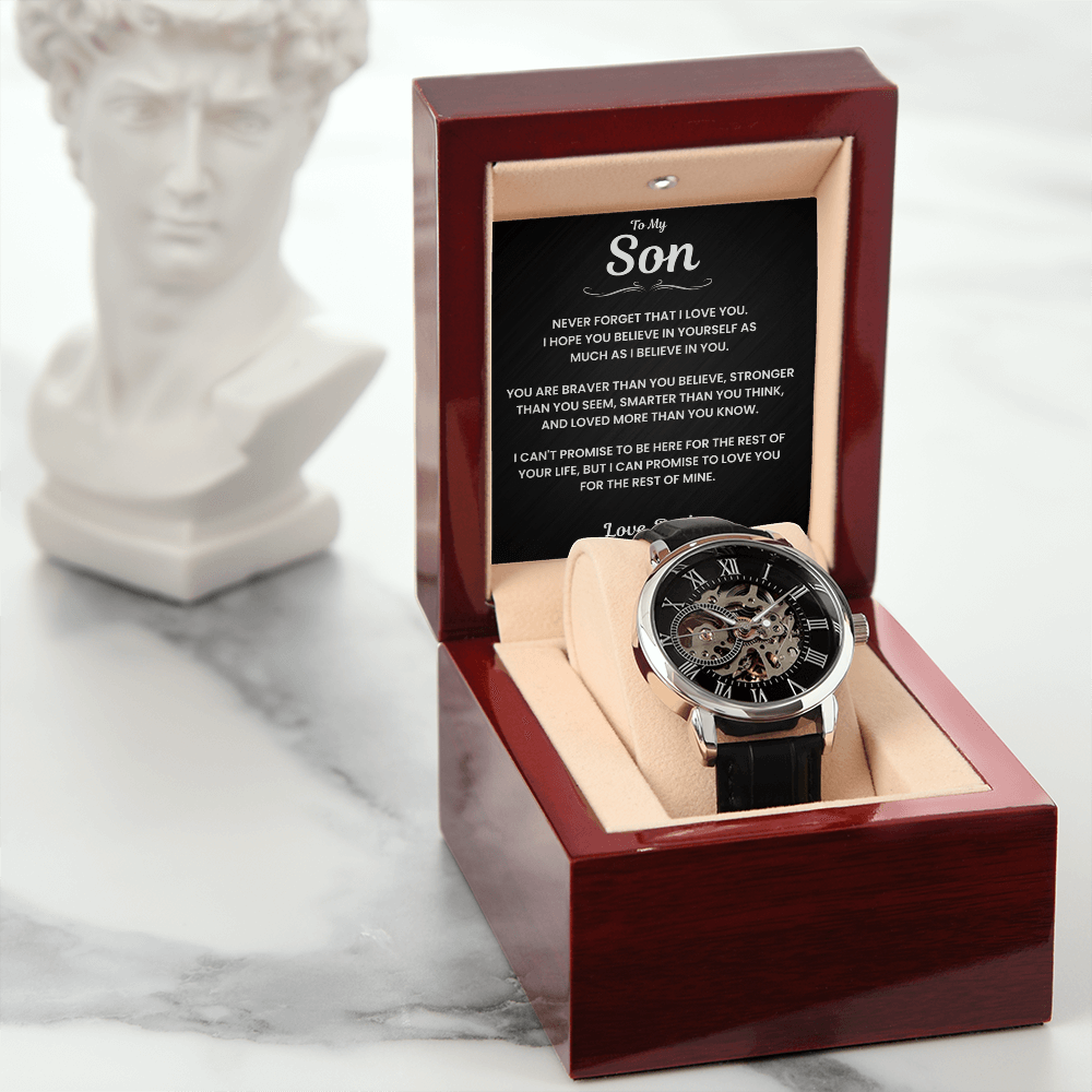 Jewelry Son Gift From Dad, "Never Forget", Openwork Watch Son Gift From Dad, "Never Forget", Openwork Watch