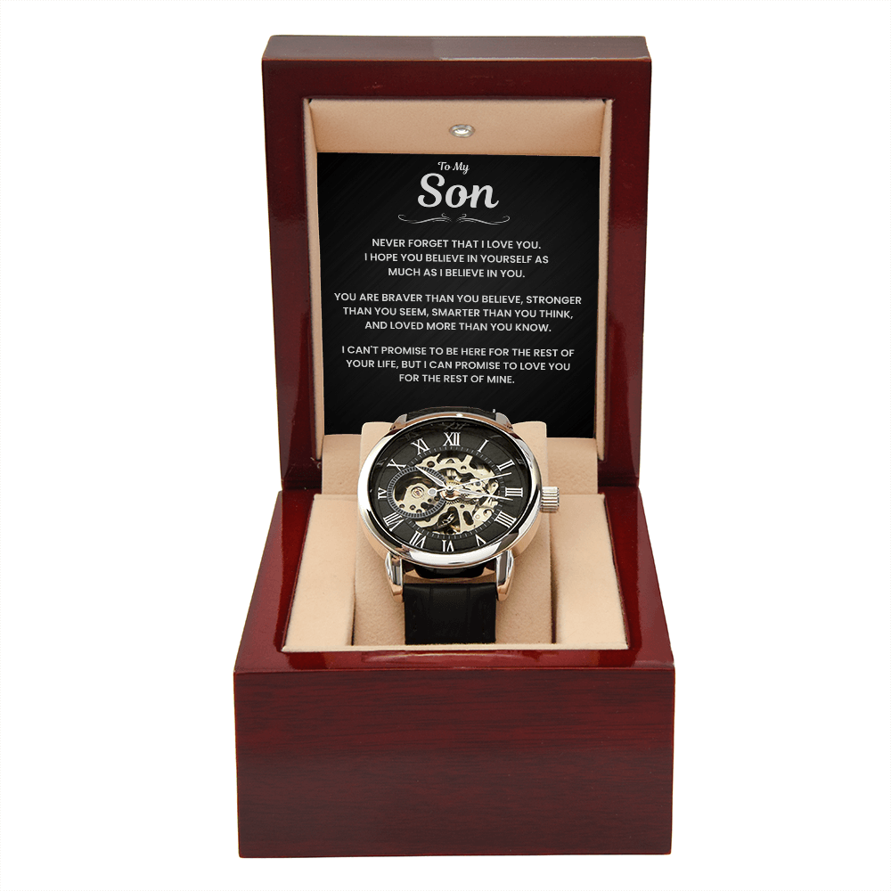 Jewelry Son Gift From Dad, "Never Forget", Openwork Watch Son Gift From Dad, "Never Forget", Openwork Watch