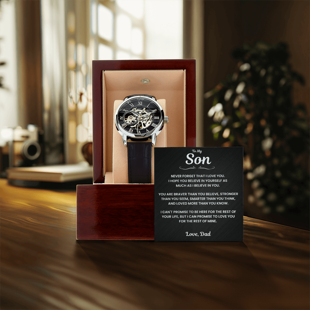 Jewelry Son Gift From Dad, "Never Forget", Openwork Watch Son Gift From Dad, "Never Forget", Openwork Watch