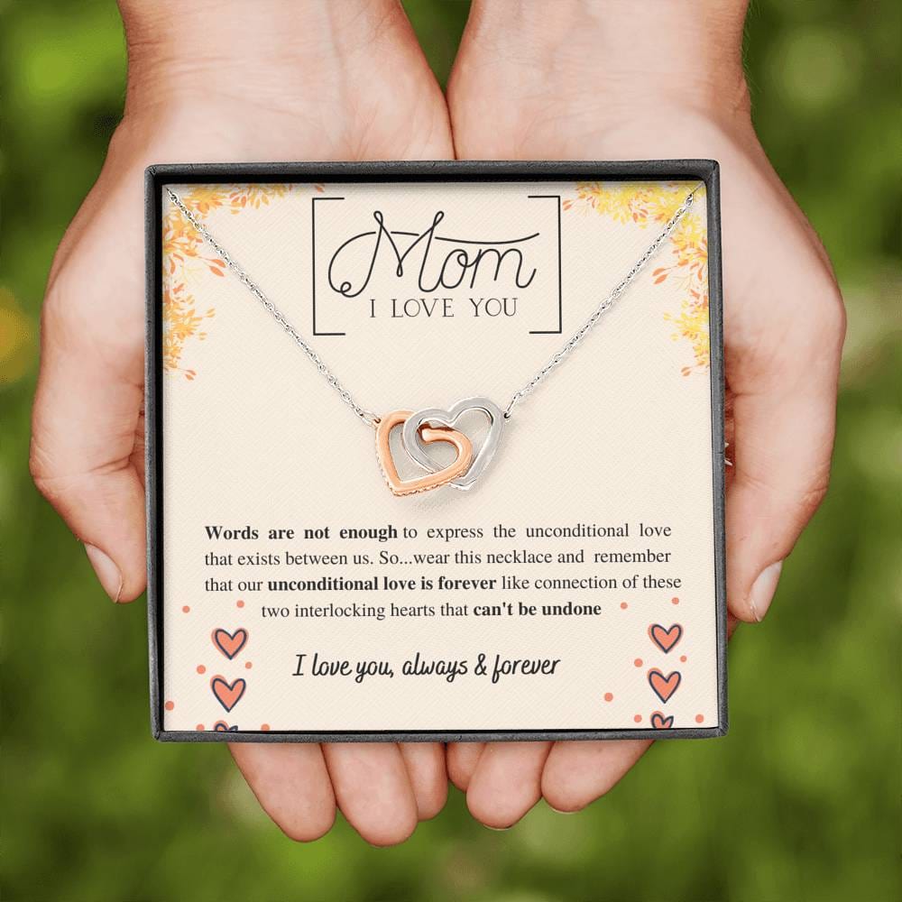 Jewelry Unconditional love is forever; Interlocking hearts necklace mommy gift