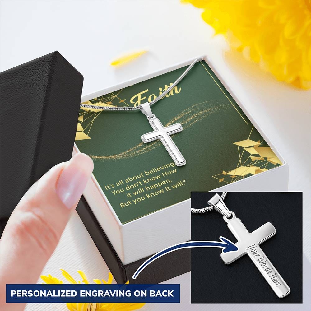 Jewelry Wear Your Faith; It's all about believing, Personalized Cross Necklace