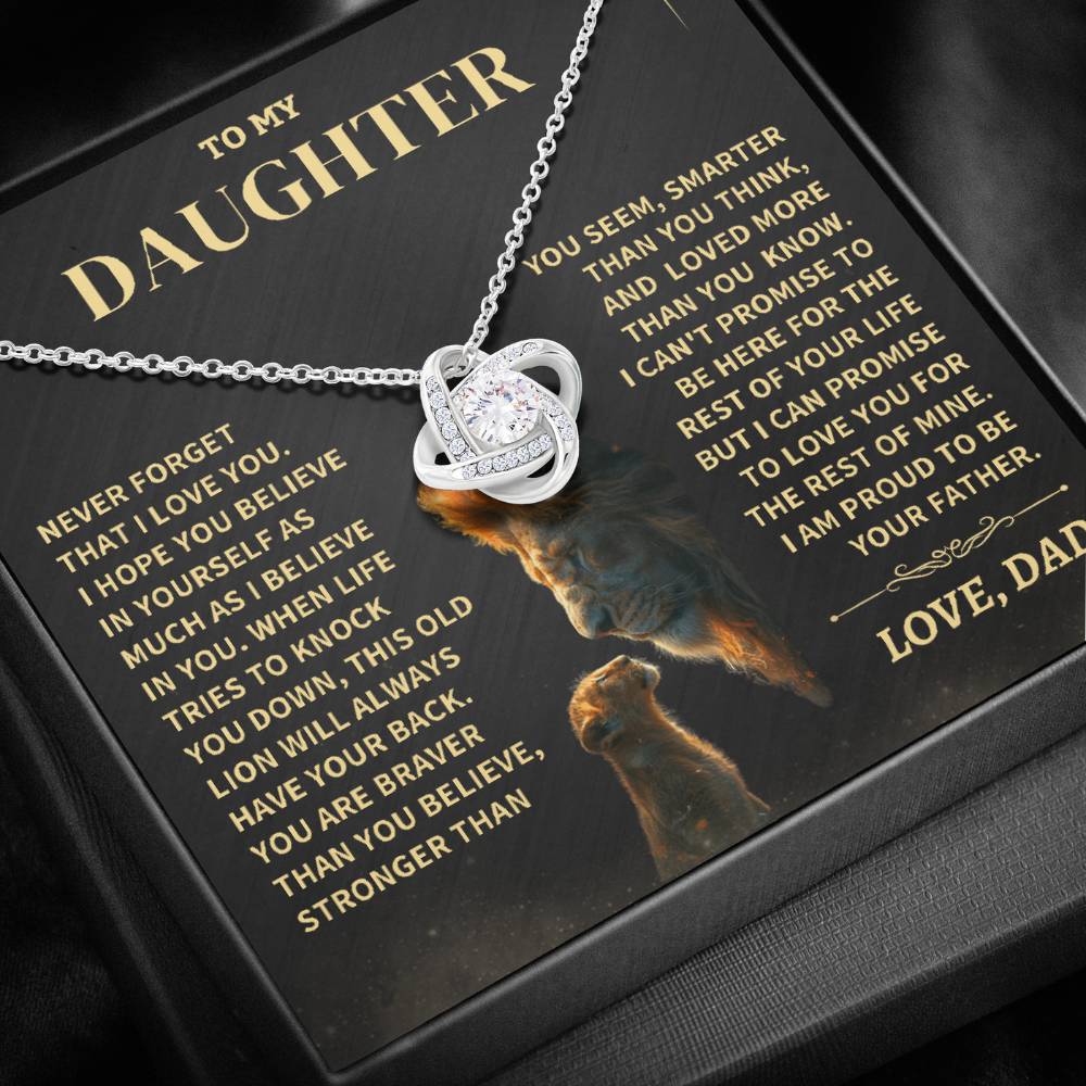 Jewelry Daughter Gift From Dad- "Never Forget That I Love You" Knot Necklace