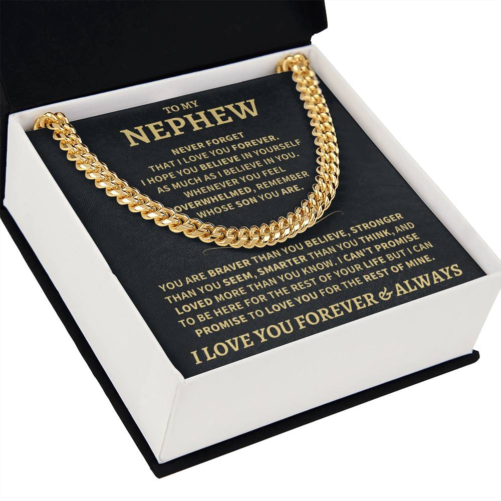 Jewelry Nephew Gift, "Never Forget" Cuban Link Chain Nephew Gift, "Never Forget" Cuban Link Chain