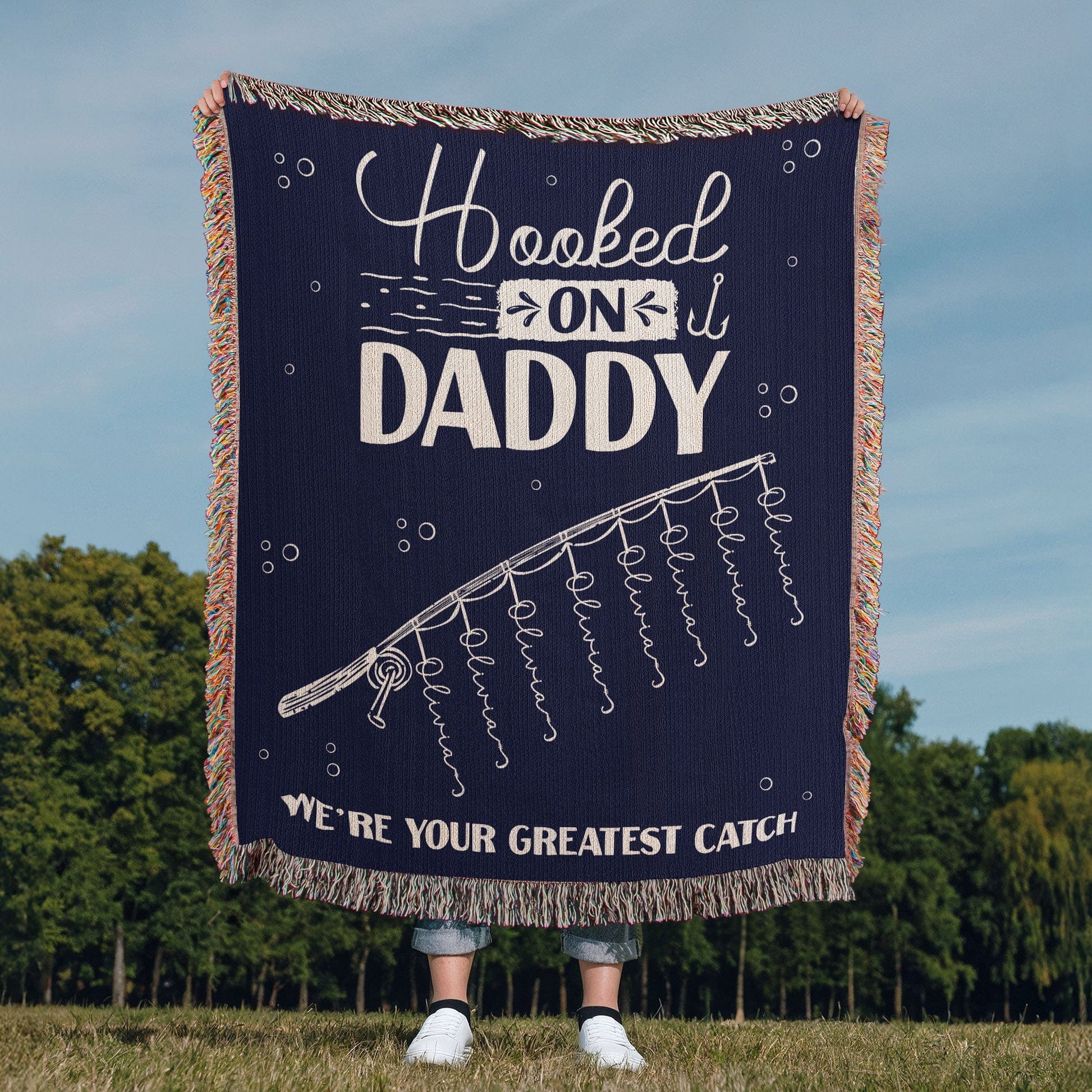 Personalized Dad Blanket - Hooked On Daddy - Best Gift For Father ! Personalized Dad Blanket - Hooked On Daddy - Best Gift For Father !