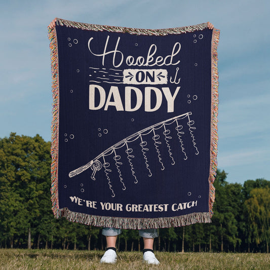 Personalized Dad Blanket - Hooked On Daddy - Best Gift For Father ! Personalized Dad Blanket - Hooked On Daddy - Best Gift For Father !