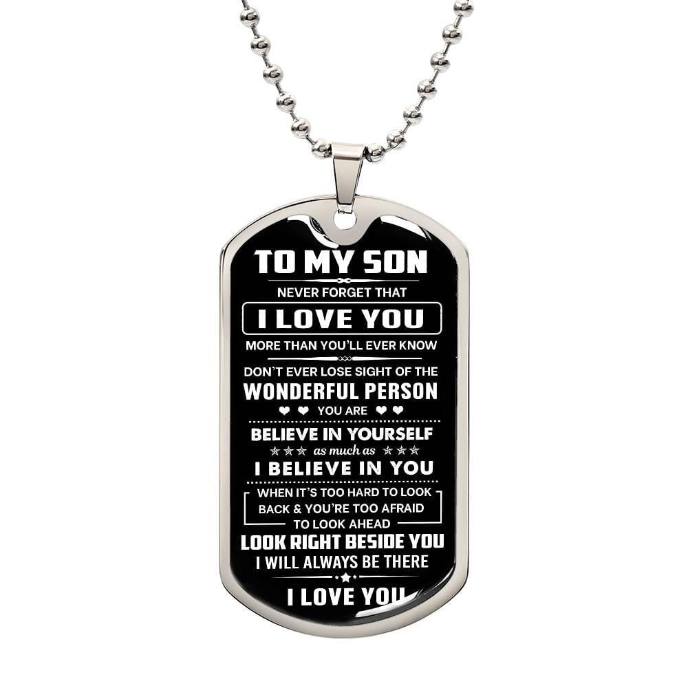 Jewelry Son Gift, "Never Forget", Luxury Dog Tag Necklace