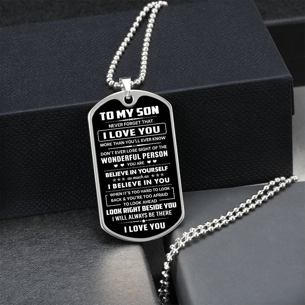 Jewelry Son Gift, "Never Forget", Luxury Dog Tag Necklace