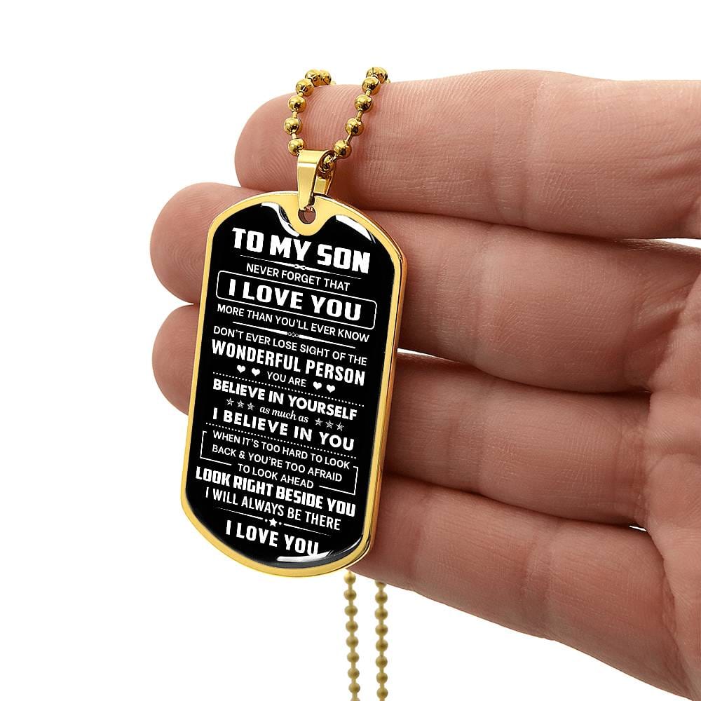 Jewelry Son Gift, "Never Forget", Luxury Dog Tag Necklace