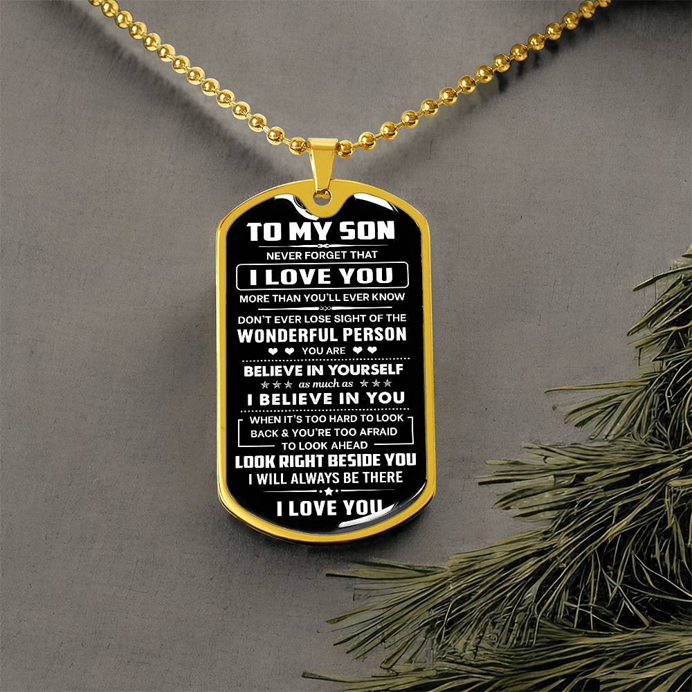 Jewelry Son Gift, "Never Forget", Luxury Dog Tag Necklace