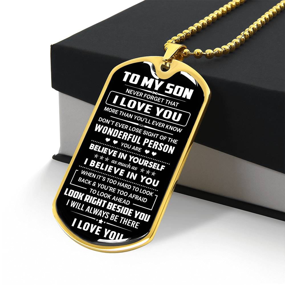 Jewelry Son Gift, "Never Forget", Luxury Dog Tag Necklace