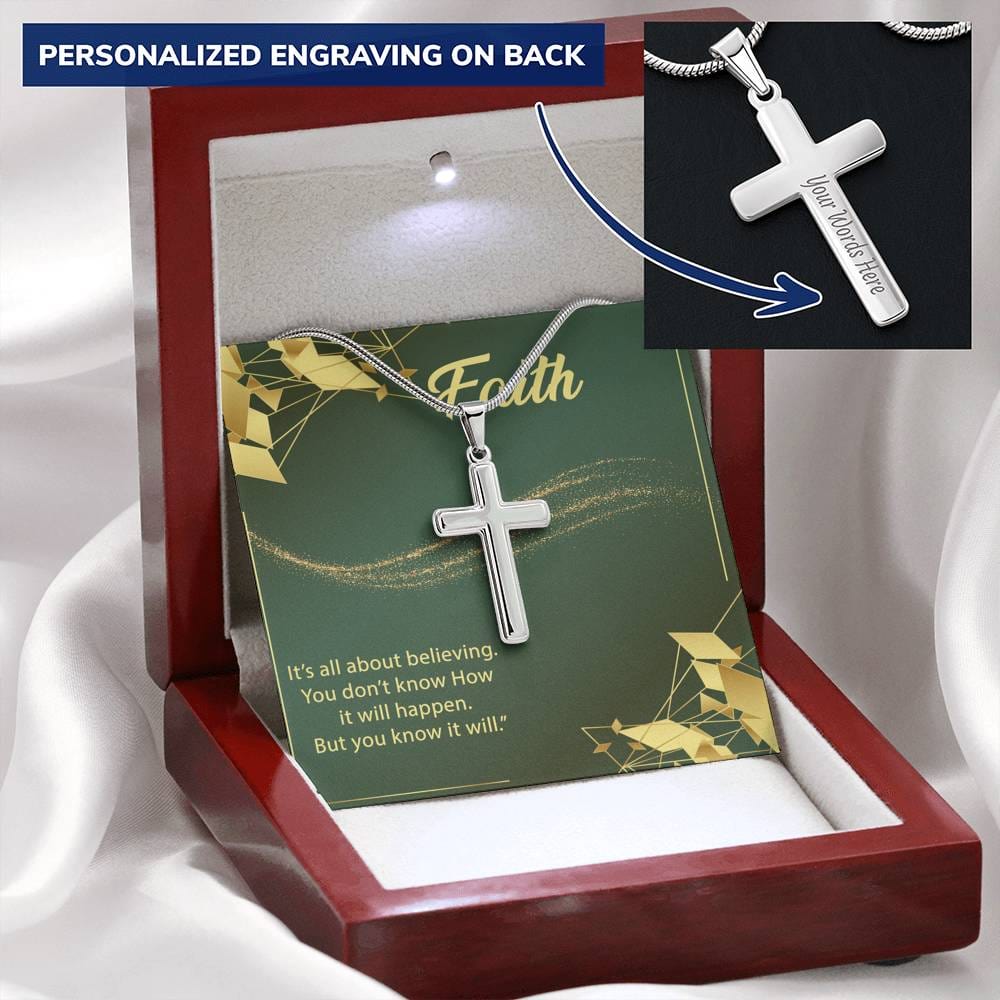Jewelry Wear Your Faith; It's all about believing, Personalized Cross Necklace
